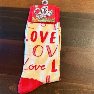 Red and White Love Athletic Socks